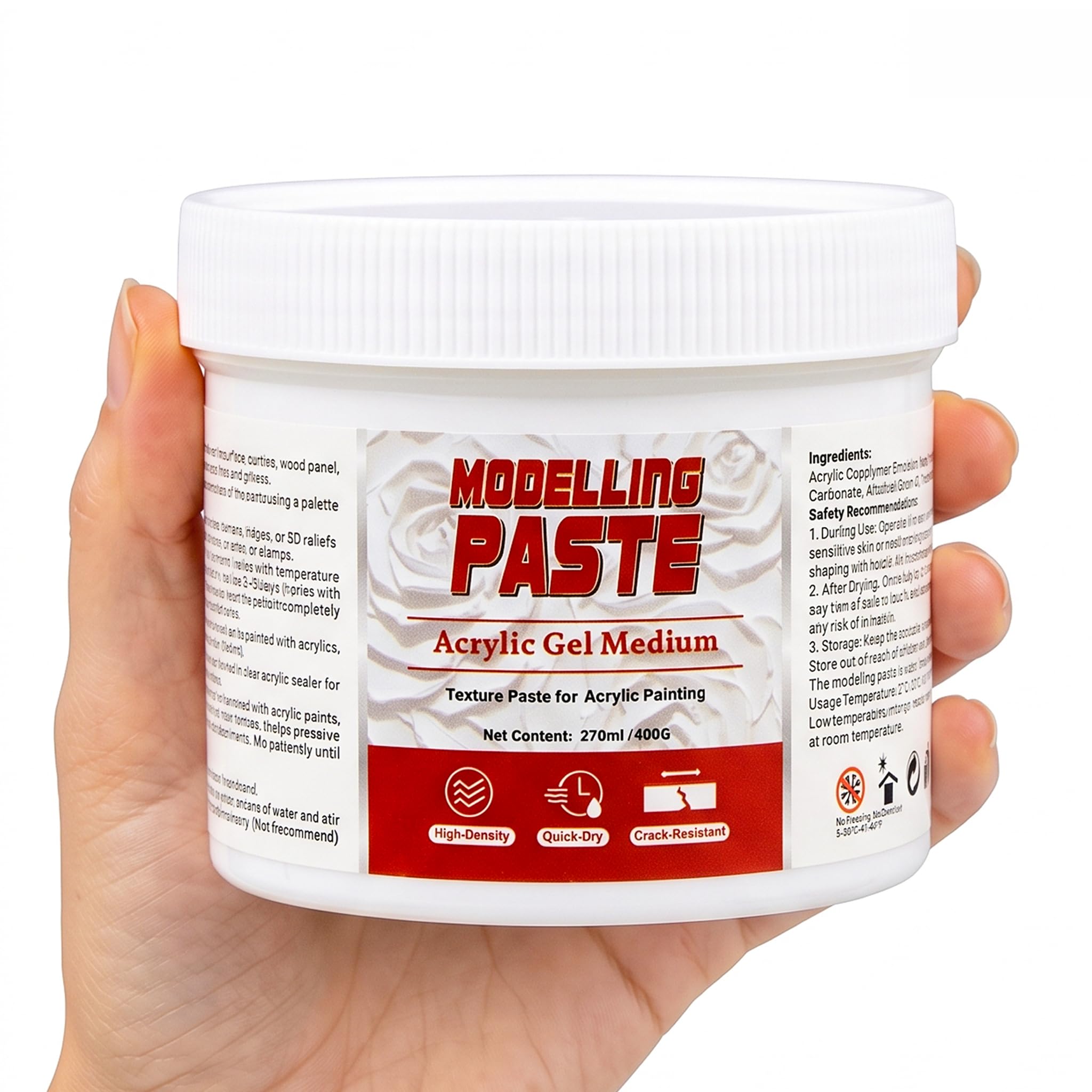 Melispapa 9.1 fl oz/270 ml/400 g Thick Acrylic Modeling Paste, High Density Mode