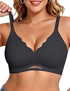 Vertvie Bras for Women Wireless Comfortable Scalloped Push Up Bra Seamless Full Coverage Wirefree Support Bras