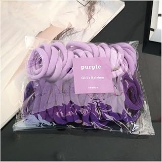 100 Pieces Elastic Hair Accessories, Seamless Cotton Hair Bands, Soft Ponytail Holders for Thick and Thin Hair, Damage-Free Elastics for Women (Purple)