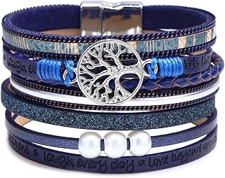 Fesciory Leather Wrap Bracelet for Women, Boho Western Stacked Cuff Jewelry
