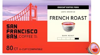 San Francisco Bay French Roast K-Cup Compatible Coffee Pods, 80 ct | Commercially compostable single-serve pods, dark roast delivers a bold, smooth cup in any K-Cup brewer
