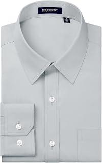HISDERN Men's Formal Dress Shirt Cotton Long Sleeve Solid Button Down Shirts for Men
