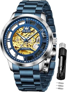 OLEVS Mens Square Analog Quartz Date Stainless Steel Waterproof Luminous Two Tone Wrist Watch