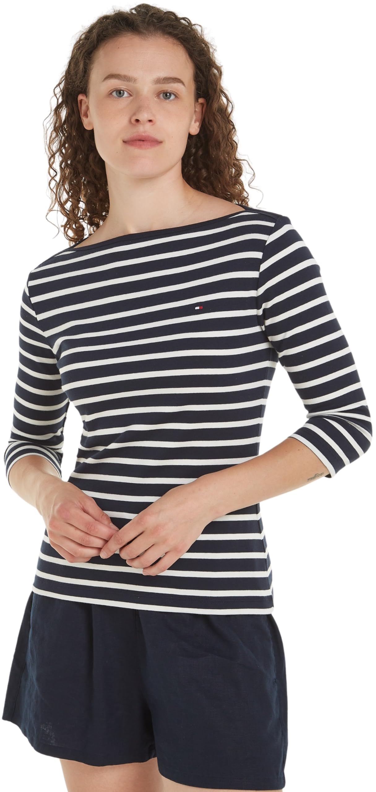 Tommy Hilfiger New Cody Women's Long Sleeve Slim Boat Neck T-Shirt