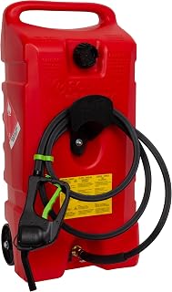Scepter Duramax Flo ’N Go 14 Gallon Gas Caddy, 53 Liter Fuel Tank, Red | Updated Version, Portable Fuel Transfer Pump with 10-Foot Hose for Lawn Mower, Farm, Marine, Commercial, and Home Use