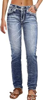 Flamingals Mid Rise Skinny Jeans for Women Stretchy Denim Pants
