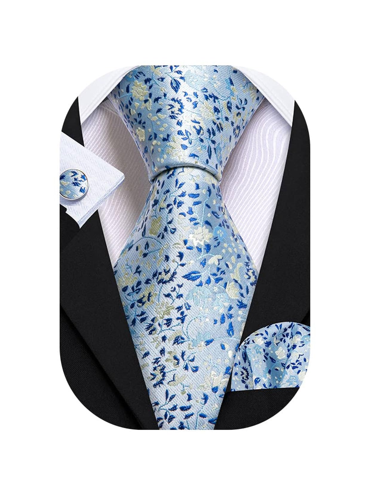 Hi-Tie Striped Necktie + Handkerchief + Cufflinks