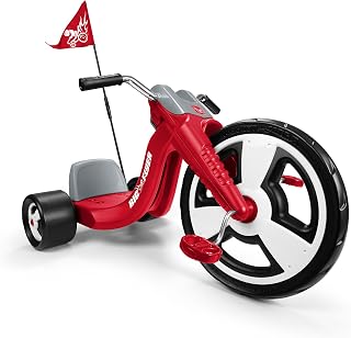 Radio Flyer Big Flyer Sport, for Kids 3-7, Tricycle for Kids | Chopper-Style Tricycle with 16-Inch Front Wheel, Adjustable Seat, Chrome Handlebars, Removable Racing Pennant