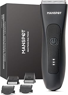 MANSPOT Manscape Groin &amp; Body Hair Trimmer for Men, Electric Pubic Shaver | Replaceable Ceramic Blade, Ball Razors for Men, Manscape Kit with 4 Guards, IPX7 Waterproof, Wet/Dry Use, 90-Minute Shaving