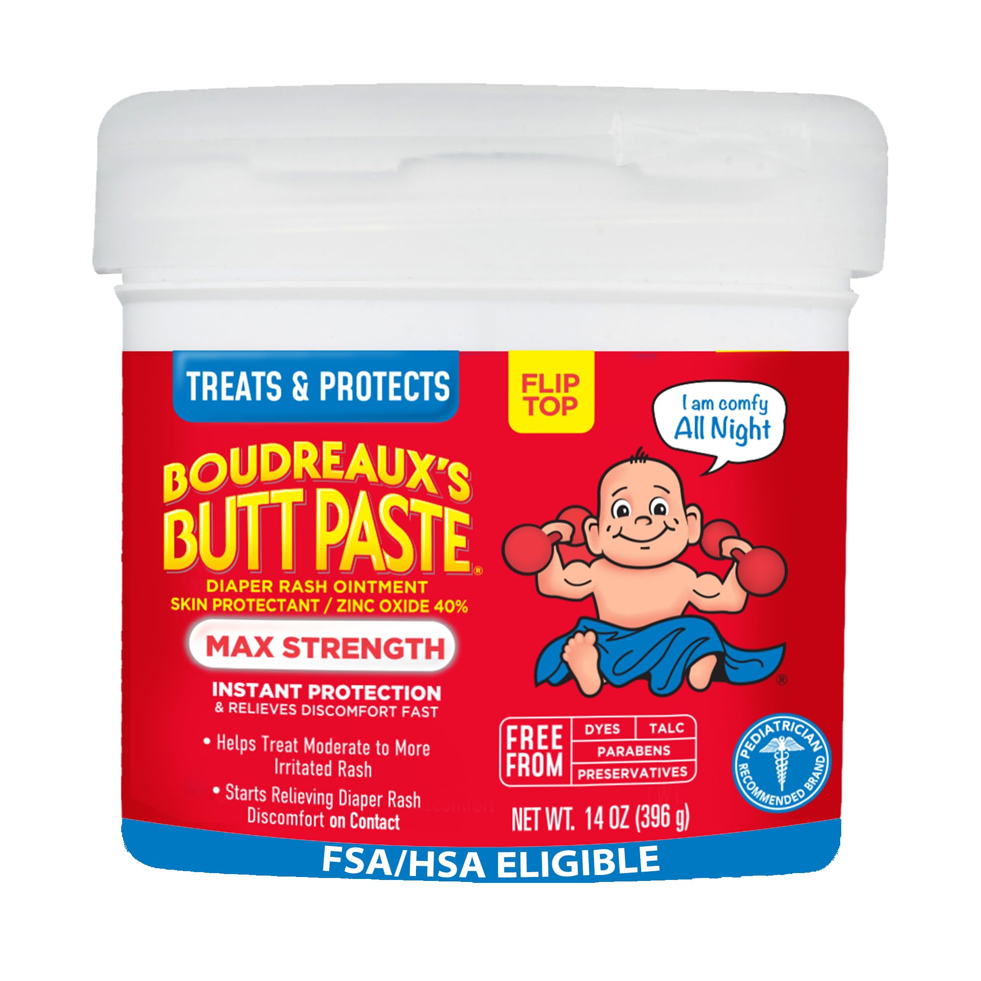 Boudreaux’s Butt Paste Maximum Strength Diaper Rash Cream, 14 Oz Jar | Diaper Cr