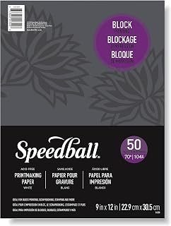 Speedball Printmaster Paper, 9"x12", 50-Sheets, 70lb, 104gsm for Block and Relief Printmaking, Ideal for Students and Everyday Use