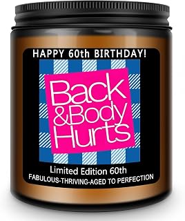 Homsolver 60th Birthday Gifts for Women Men, Happy 60th Birthday Decorations Candles Gift for Her Him, Funny 60 Years Old Ideas - Lavender Scented Candle