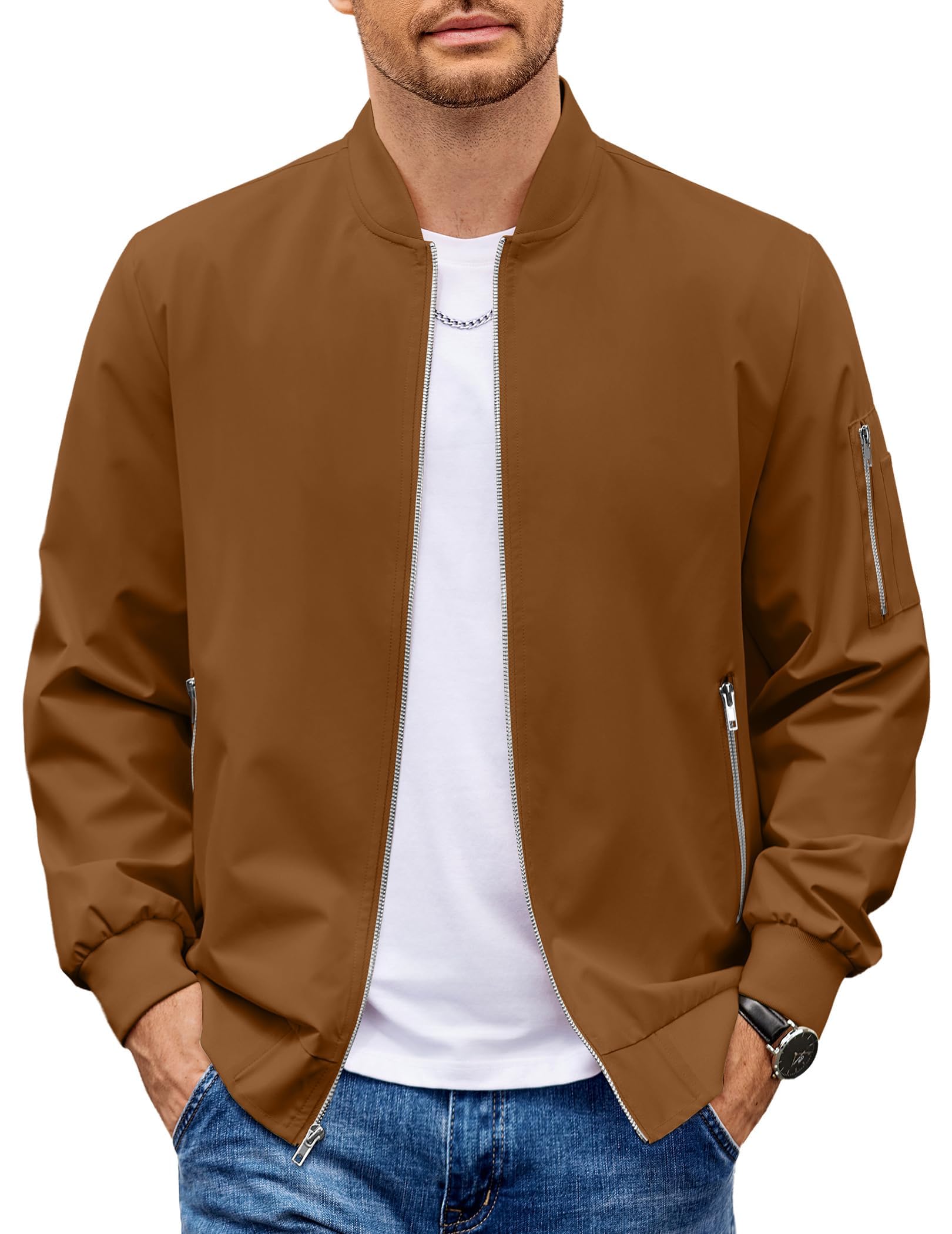 COOFANDY Men Bomber Jacket Lightweight Casual Fashion Stylish Windbreaker