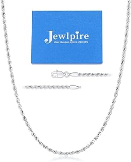 Jewlpire Silver Rope Chain/14k Gold Plated Chain Necklace for Men, 2.5mm 3mm 4mm Chains for Men Women, Stainless Steel Necklace Chains, Mens Necklaces 16 18 20 22 24 26 Inch
