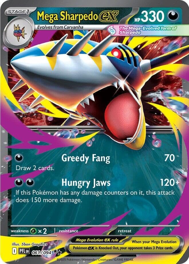 Pokemon - Mega Sharpedo ex - 061/094 - ME02: Phantasmal Flames (PFL) - Double Ra