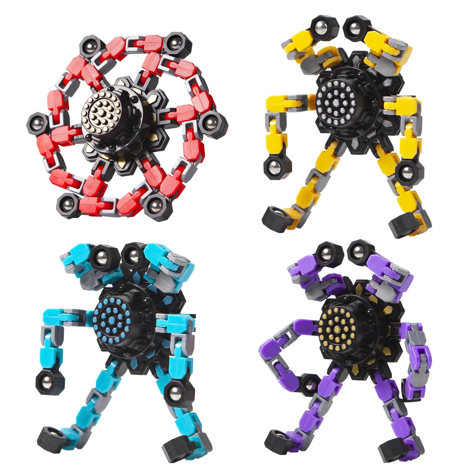 Gokeey Transformable Fidget Spinners Toys 4 Pcs for Kids and Adults Stress Relie