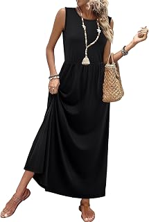 WIHOLL Summer Dresses for Women 2026 Maxi Dresses Long Flowy A Line Sleeveless Sundresses with Pockets