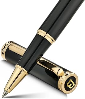 BEILUNER High-Quality Rollerball Pen with Real Gold Plating - Professional Ballpoint Pen with Black Cutter 850 Refill - Gift Box - Luxury Writing Instrument for Business & Gift Occasions (Black)