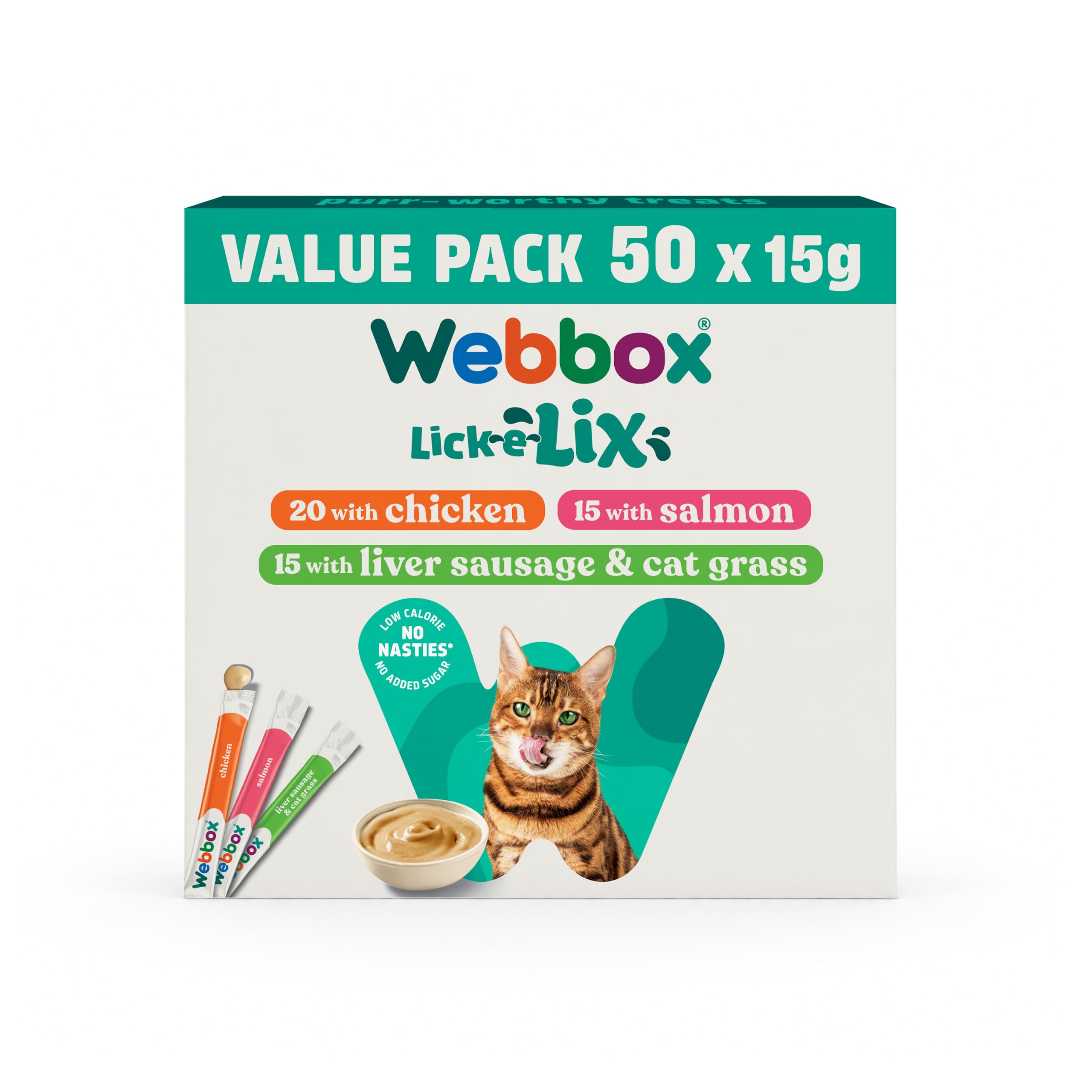 Webbox Lick-e-Lix Cat Treats Variety Value Pack - Kitten Friendly, Grain Free, N