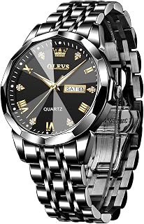 OLEVS Orologi da uomo Diamond Business Wear analogico al quarzo acciaio inossidabile impermeabile Luminoso Data Bicolore Lusso Casual Watch