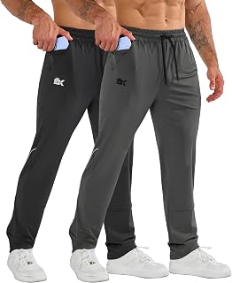 BROKIG Mens Casual Sweatpants Zip Pocket Joggers Track Pants