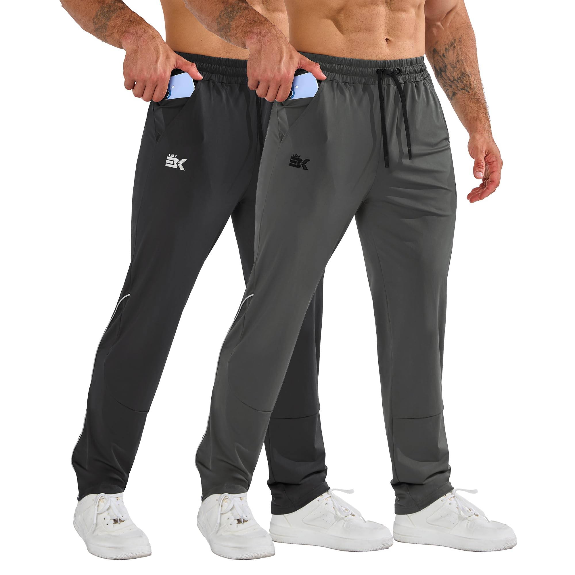 BROKIG Mens Casual Sweatpants Zip Pocket Joggers Track Pants