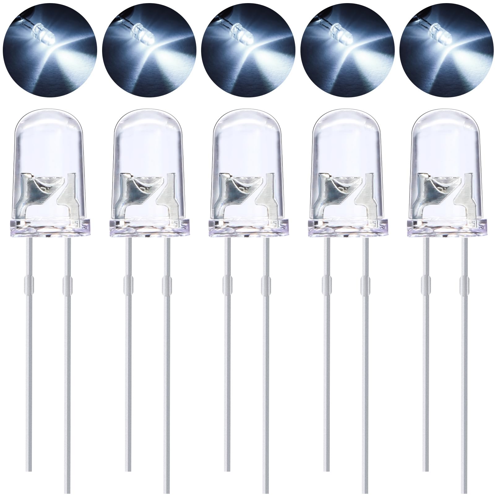 EBOOT 100 Pcs Clear LED Light Emitting Diodes Bulb LED Lamp, 5 mm (White) | Ligh