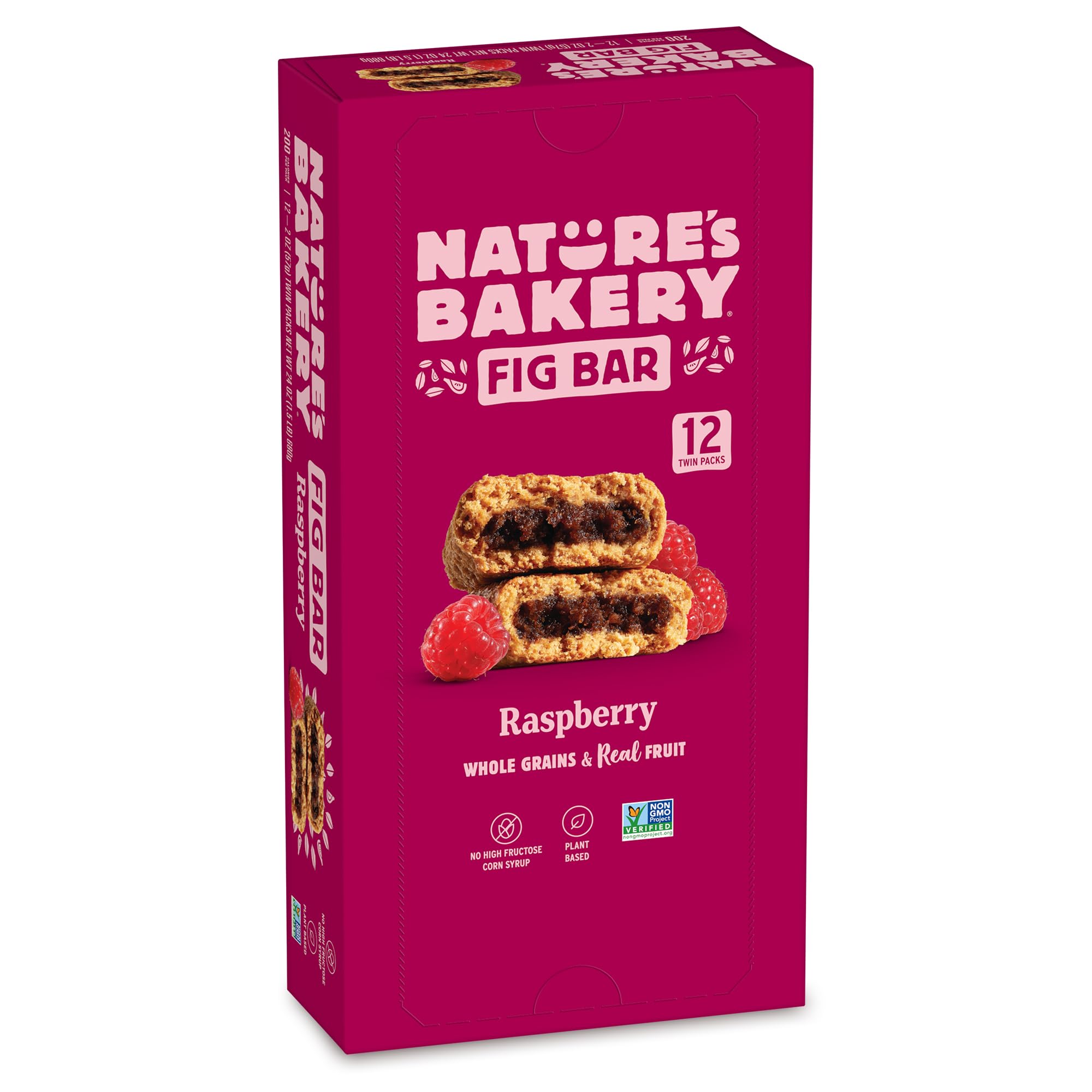 Nature’s Bakery Raspberry Fig Bars, Real Fruit, Nut Free, 12 Pack | Non-GMO, Sna