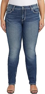 Silver Jeans Co. Women's Plus Size Suki Mid Rise Straight Leg Jeans Jeans