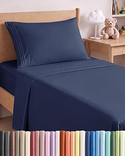 Twin Size 3 Piece Sheet Set - Comfy Breathable & Cooling Sheets - Navy Blue
