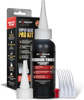 Starbond Black Medium Thick Super Glue | Premium Cyanoacrylate CA Glue Thick 500 CPS | Gap Filler Adhesive | Waterproof Super Glue All Purpose for Wood Metal Crafts | Superglue Strong Bonding | 2 oz