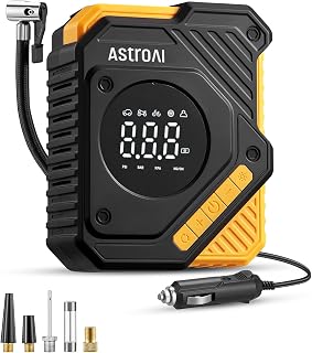 AstroAI Car Tyre Inflator Air Compressor 12V DC, Large Screen, Smart Preset | Digital 150PSI Tyre Pump with Pressure Gauge, Auto Stop, 21L/min Fast Eletric Pump for Car Motorcycle Bike Tyres