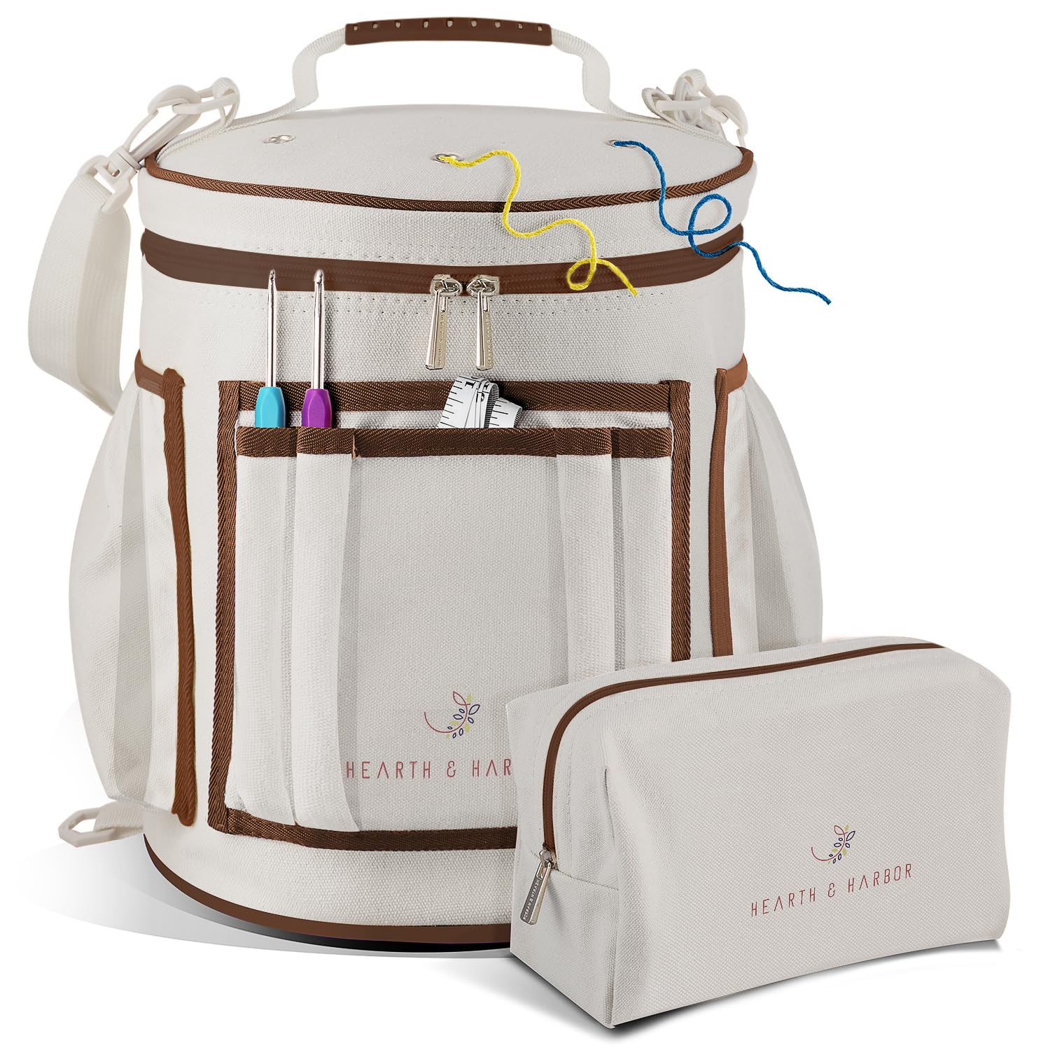 Hearth & Harbor Crochet Bag Organizer – Durable Knitting Bag, Yarn Organizer for