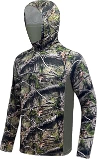 Palmyth Hunting Hoodie with Mask for Men Long Sleeve Sun Protection UV UPF 50+ Camo Fishing Shirts