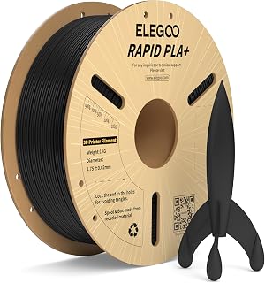 ELEGOO High Speed PLA+ Filament 1.75 1kg Black | Speed 30-600mm/s, Dimensional Accuracy +/- 0.02mm, 1kg Spool, for Most 3D Printers