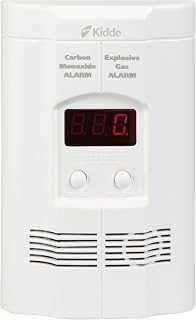 Kidde Carbon Monoxide + Explosive Gas, Natural Gas & Propane Alarm, Plug-in with 9V Battery Backup, Digital Display, 85 dB Alarm, LED Status Indicators, 3rd Edition