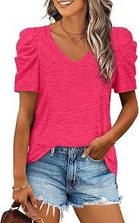 XIEERDUO Camisetas y blusas de manga 3/4 para mujer, estilo casual, cuello redondo, ropa de moda, ajuste holgado, a la moda