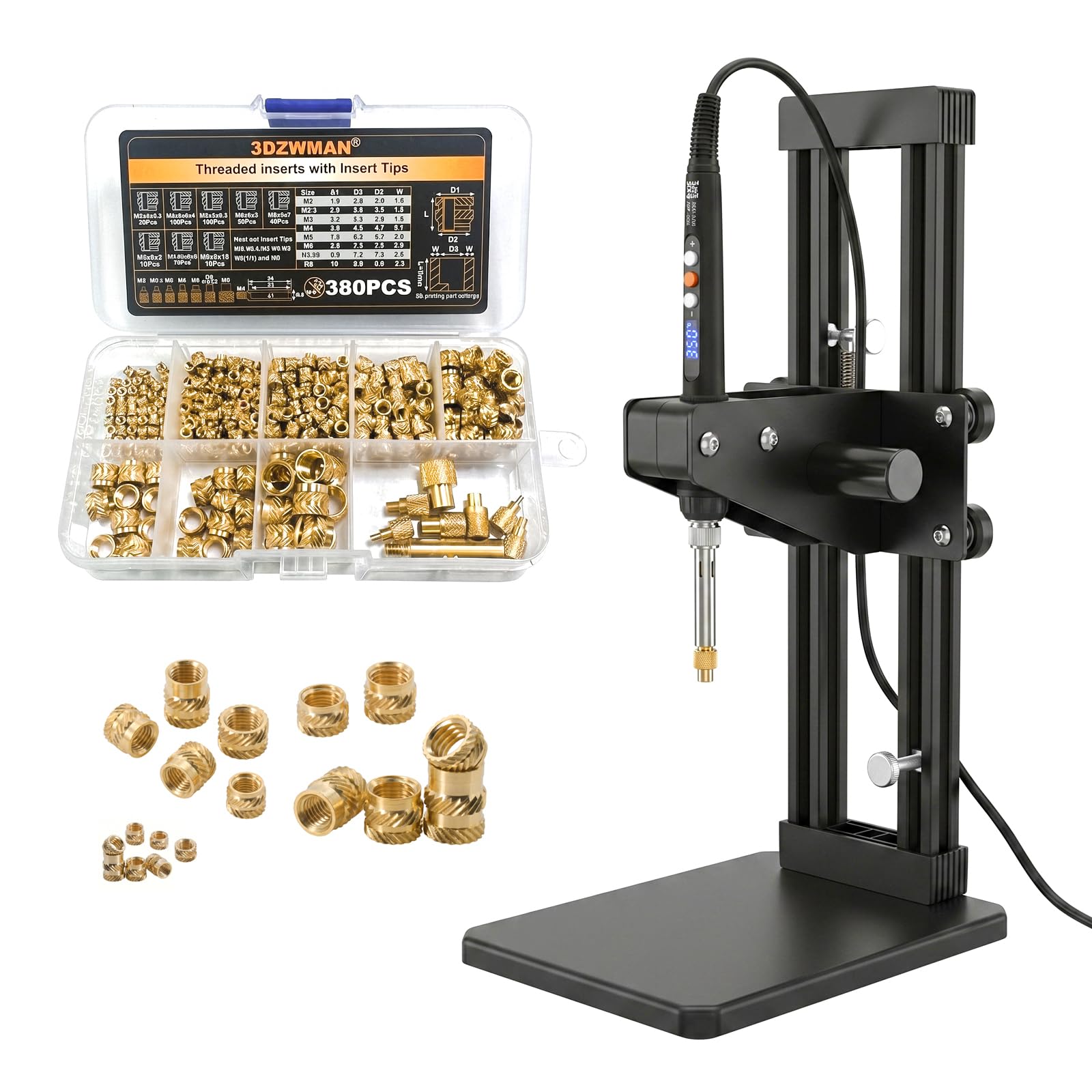 Vertical Heat Set Insert Tool Press for Plastic Parts & 3D Print Components | In