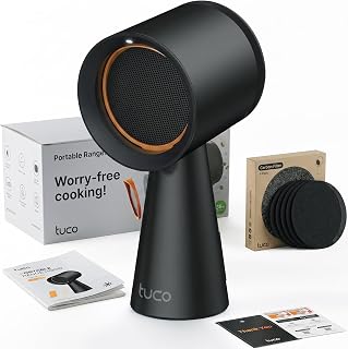 TUCO Portable Range Hood PRO Countertop Kitchen Exhaust Fan, 3-Speed, BLACK | Powerful portable kitchen vent hood, 5-layer filter. Low noise smoke extractor, kitchen fan exhaust vent, small smoke fan.