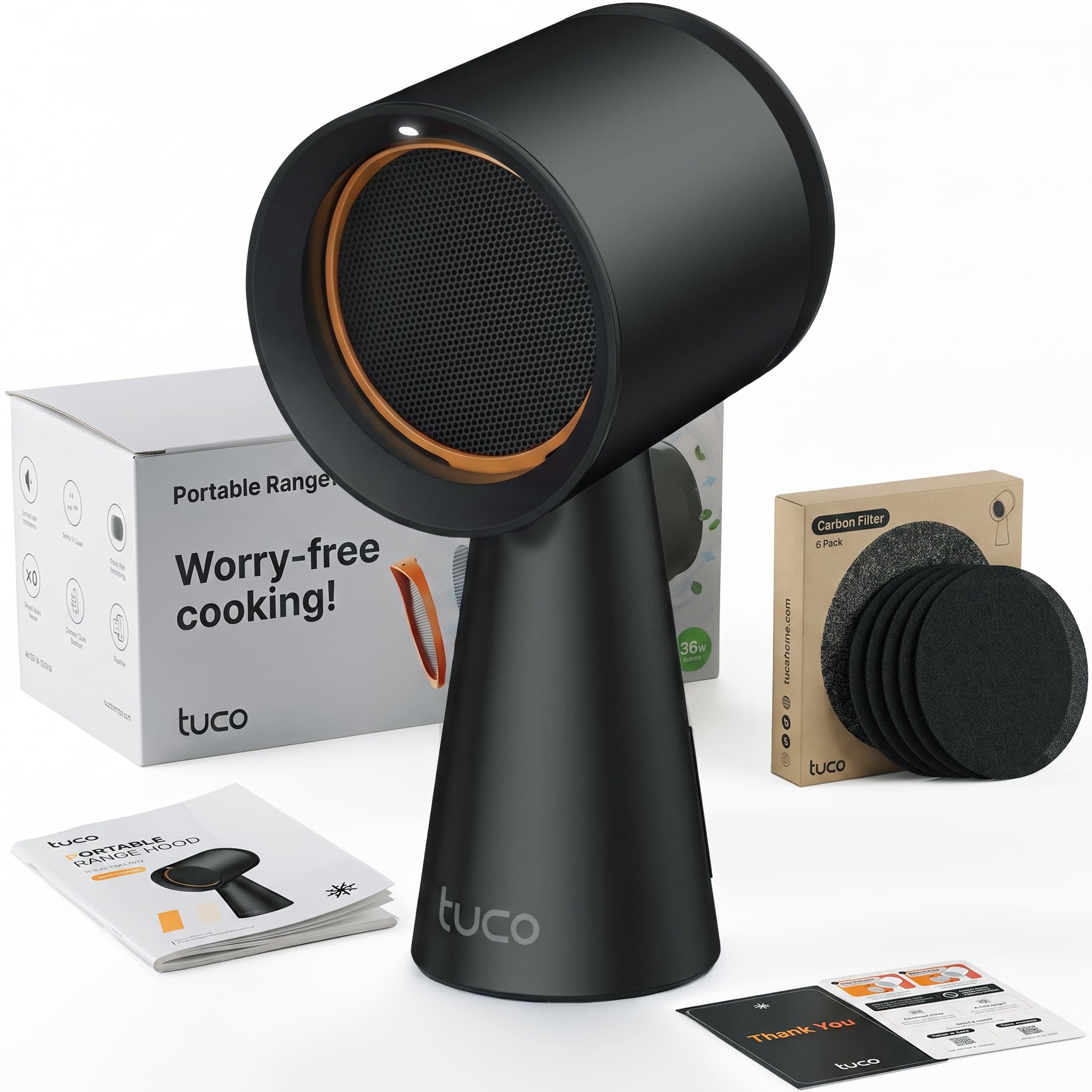 TUCO Portable Range Hood PRO Countertop Kitchen Exhaust Fan, 3-Speed, BLACK | Po