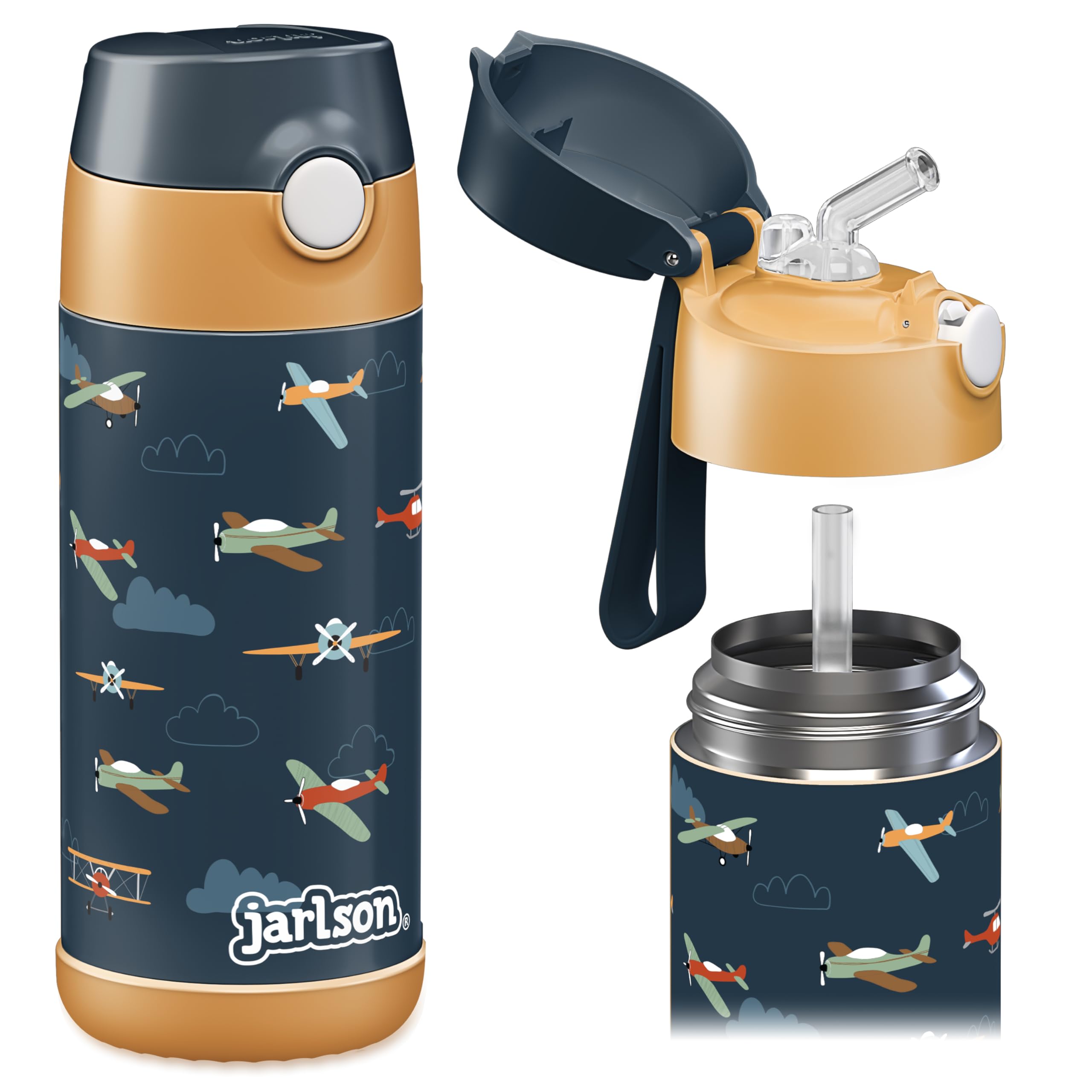 Jarlson® Charli Children's Thermos Bottle 350 ml [With Straw] - Stainless Steel 