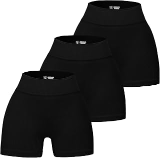 3 Piece Tie Dye Ribbed Workout Shorts for Women Seamless Gym Athletic Yoga High Waist Shorts