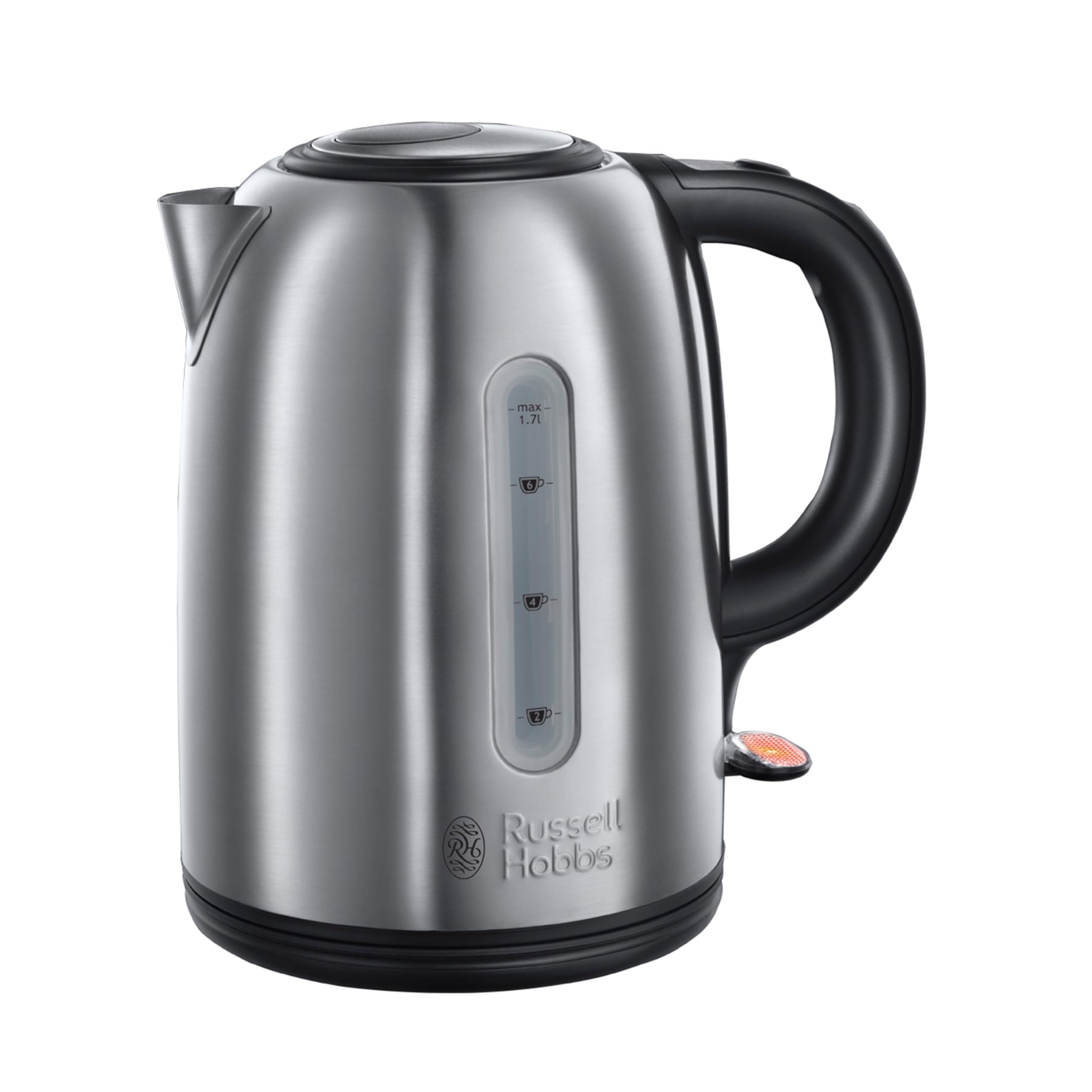 Russell Hobbs Brushed Stainless Steel & Black Electric 1.7L Cordless Kettle (Fas