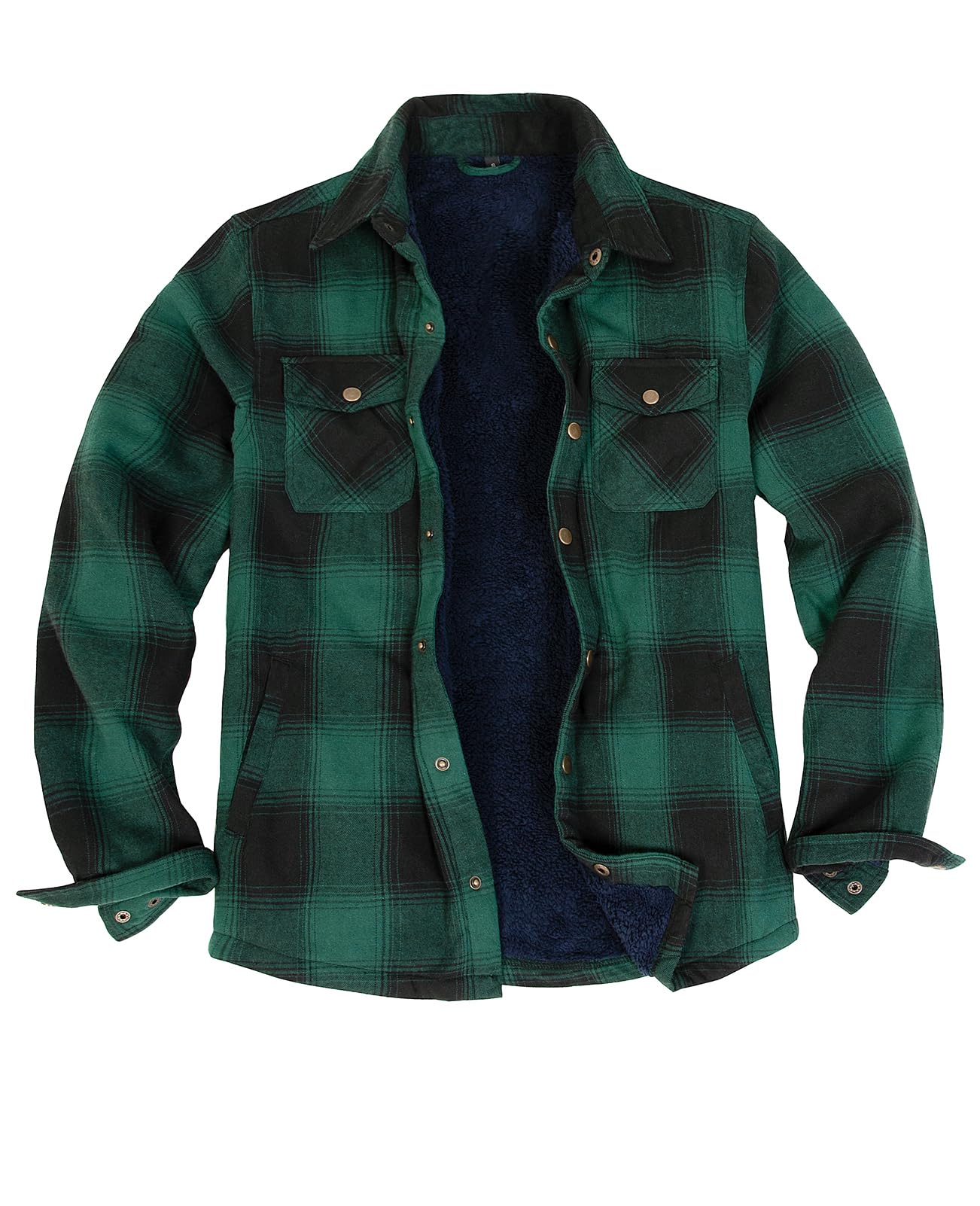 ZENTHACE Men's Sherpa Lined Flannel Shirt Jacket,Snap Button Overshirt