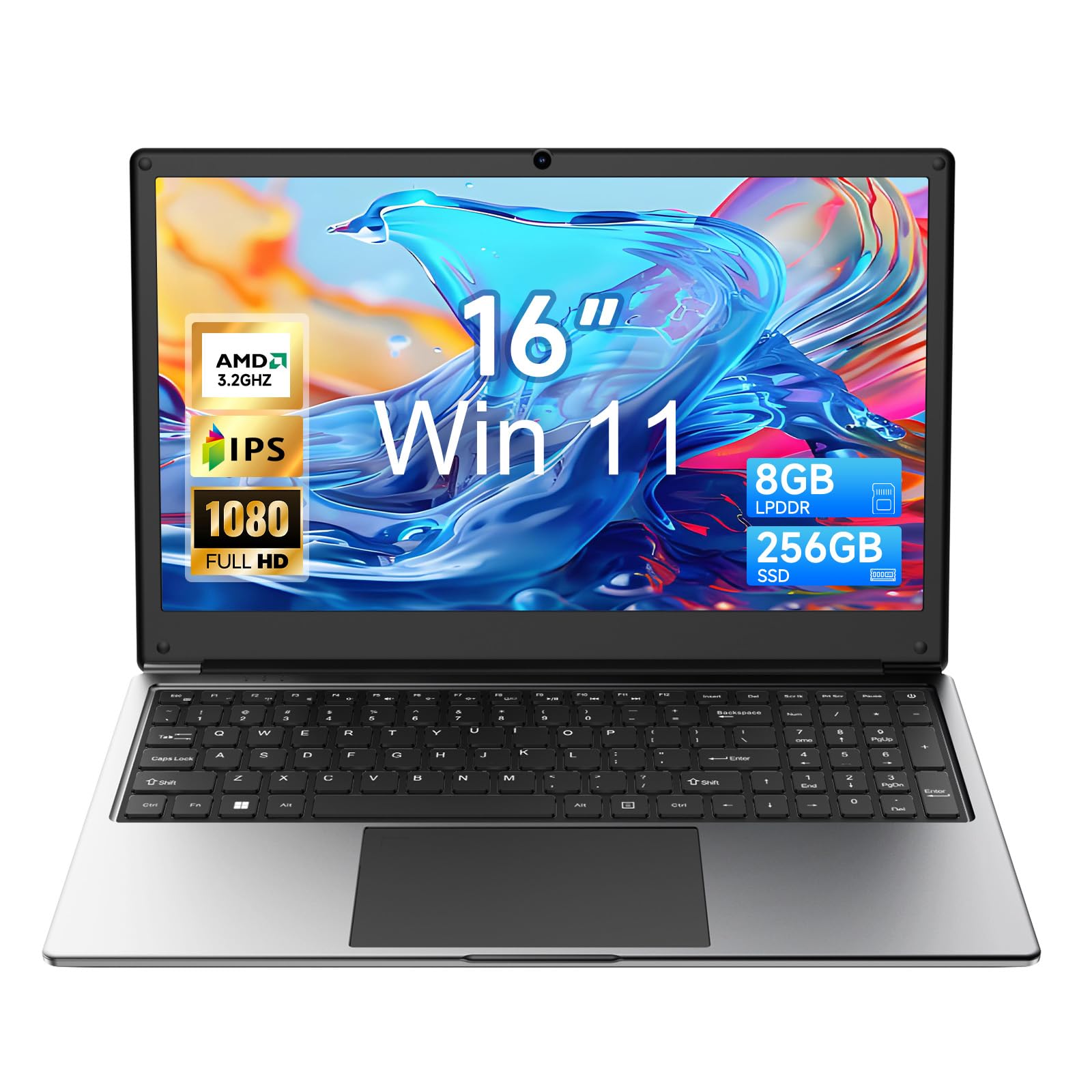 Exilapsire 16" Laptop with Win11, 8GB RAM 256GB SSD, AMD A9(up to 3.2GHz) | Lapt