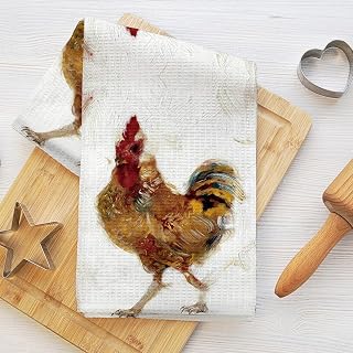 Watercolor Chicken Kitchen Towels, Kitchen Dish Cloths, Kitchen Dish Cloths, Hand Towel for Home and Bathroom, Soft Decorative Microfiber Tea Towel Chicken Theme