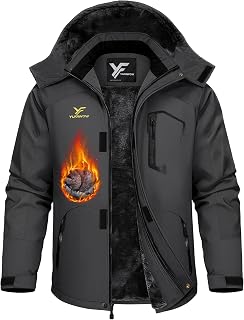 Men Winter Jacket Skiing Jacket Insulated Fleece Lined Waterproof Windbreaker Warm for Snowboard Hiking Camping ATV Outdoor Work