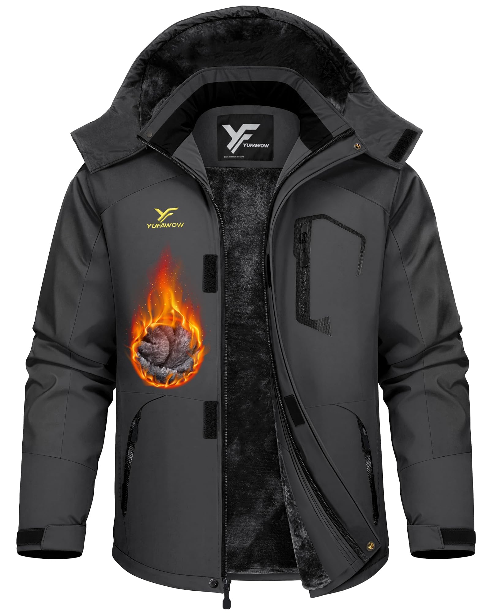 Men Winter Jacket Skiing Jacket Insulated Fleece Lined Waterproof Windbreaker Wa