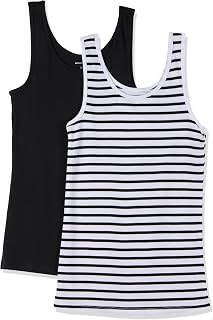 Amazon Essentials Women's Slim-Fit Ribbed Scoop Neck Tank Tops, Pack of 2