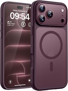 TOCOL iPhone 18 Pro Case, Compatible with MagSafe Case, Burgundy | Built-in magnetic ring, improved lens protection, scratch resistant, translucent matte back case, thin shockproof